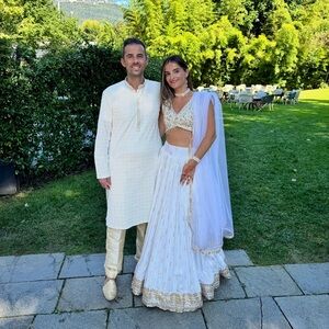 Exquisite White and Gold Lehenga